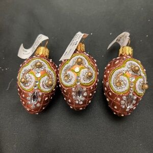 NWT.  Group of Three beautiful “Faberge” Egg Holiday Ornaments.